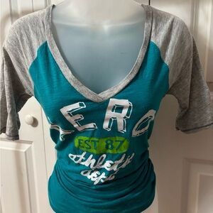 Aero Women's Teal and Gray Long Sleeve Tee